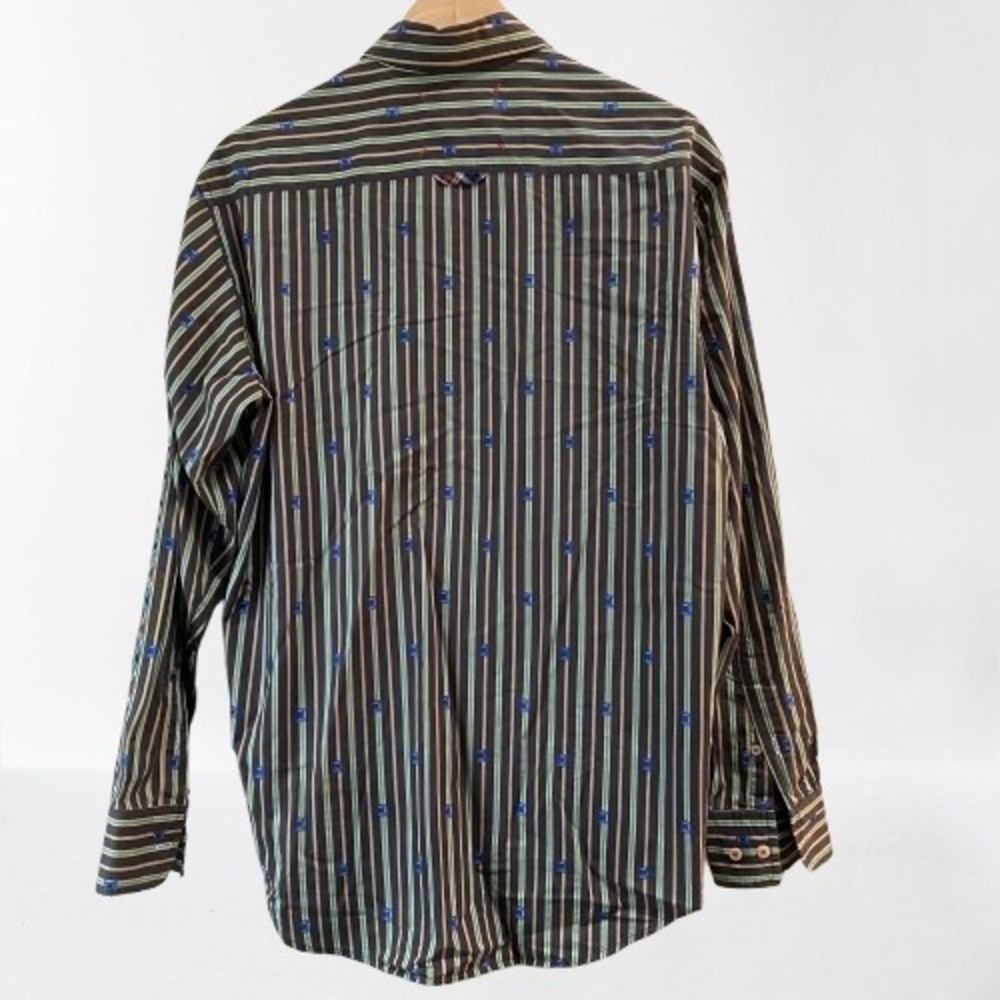 Robert Graham Chess Rook Print Men's Striped Button Down Casual Cotton Medium - Picture 4 of 6